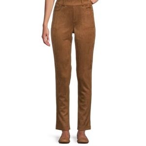 Westbound The High Rise Fit Skinny Ankle Pant in Brown Faux Suede